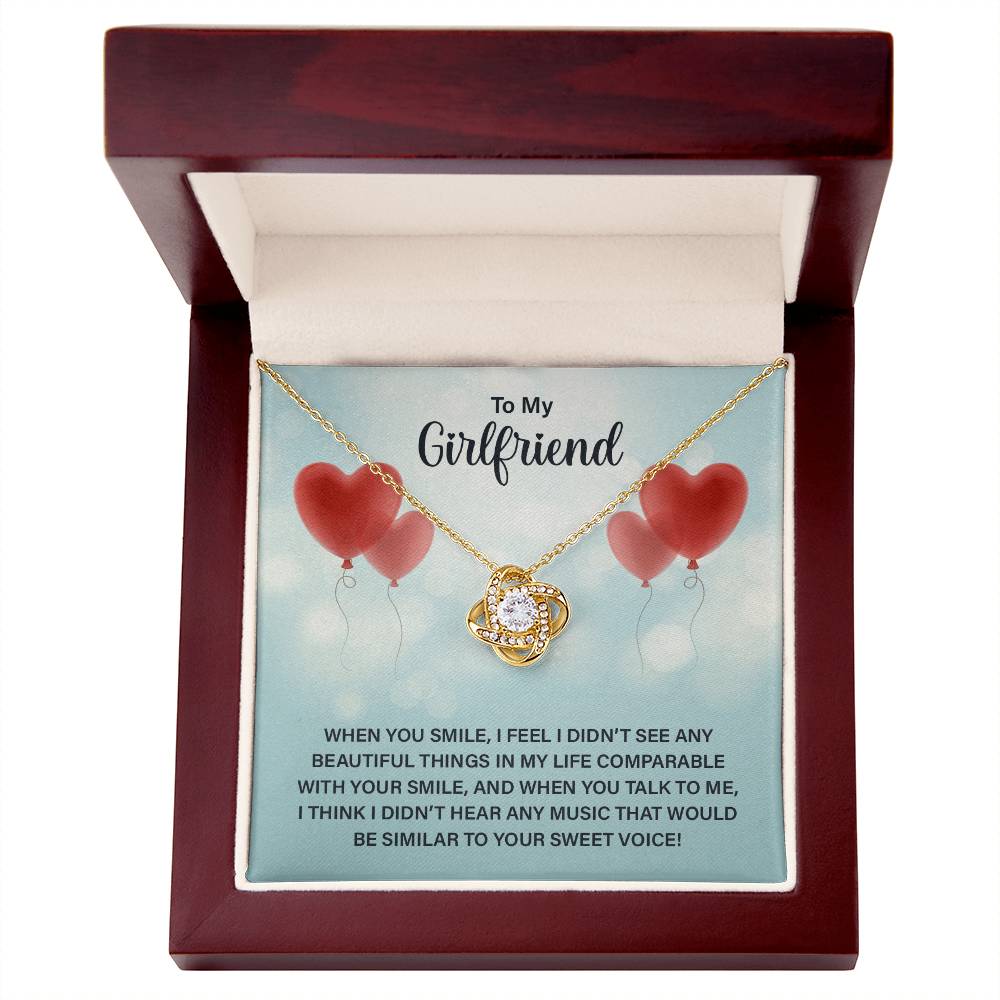 To My Girlfriend Beautiful Smile Sweet Voice Love Knot Necklace