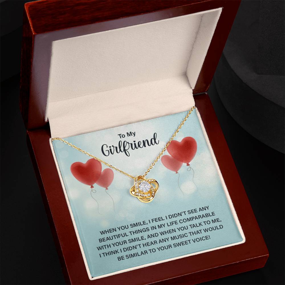 To My Girlfriend Beautiful Smile Sweet Voice Love Knot Necklace