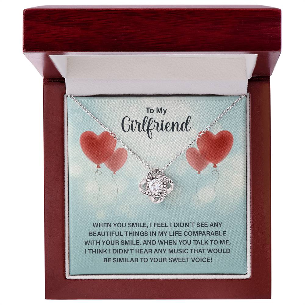 To My Girlfriend Beautiful Smile Sweet Voice Love Knot Necklace