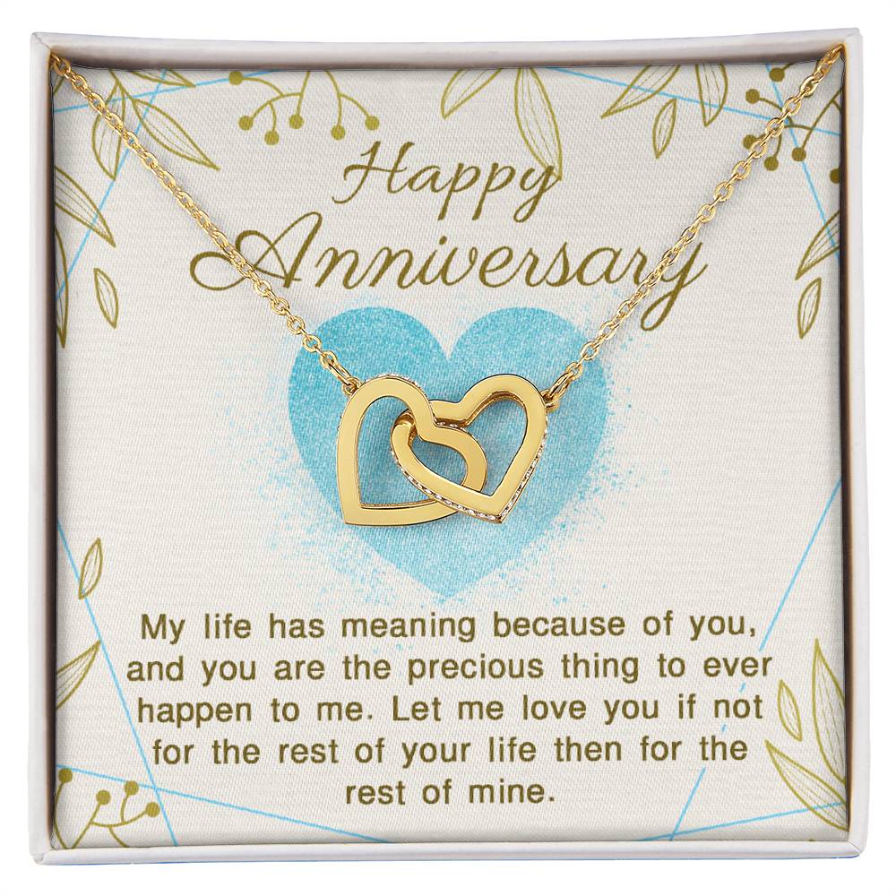 Happy Anniversary You Give My Life Meaning Interlocking Hearts Necklace