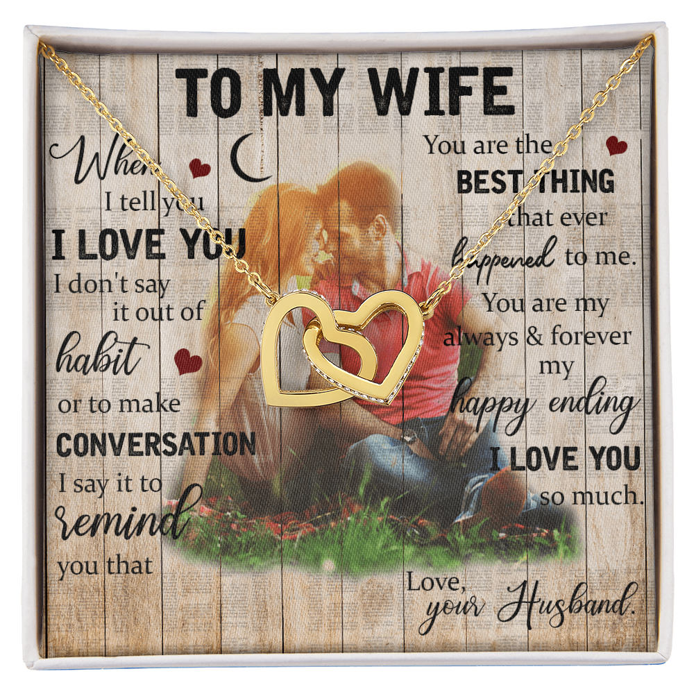 To My Wife Interlocking Hearts Necklace