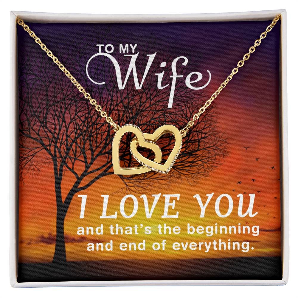 To My Wife Beginning and End of Everything Interlocking Hearts Necklace