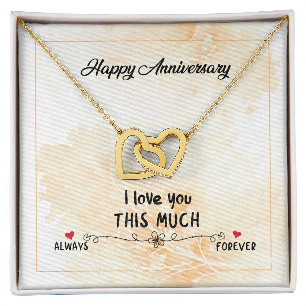 Happy Anniversary I Love You This Much Interlocking Hearts Necklace
