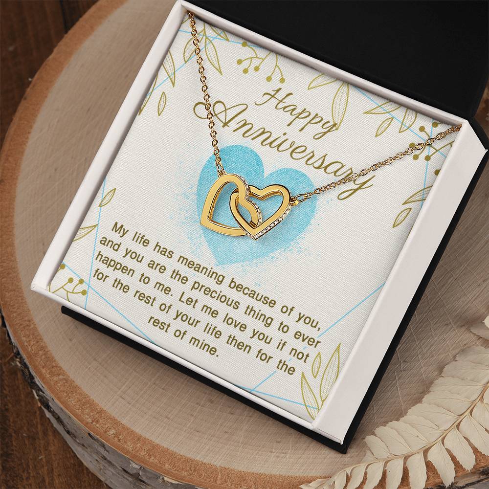 Happy Anniversary You Give My Life Meaning Interlocking Hearts Necklace