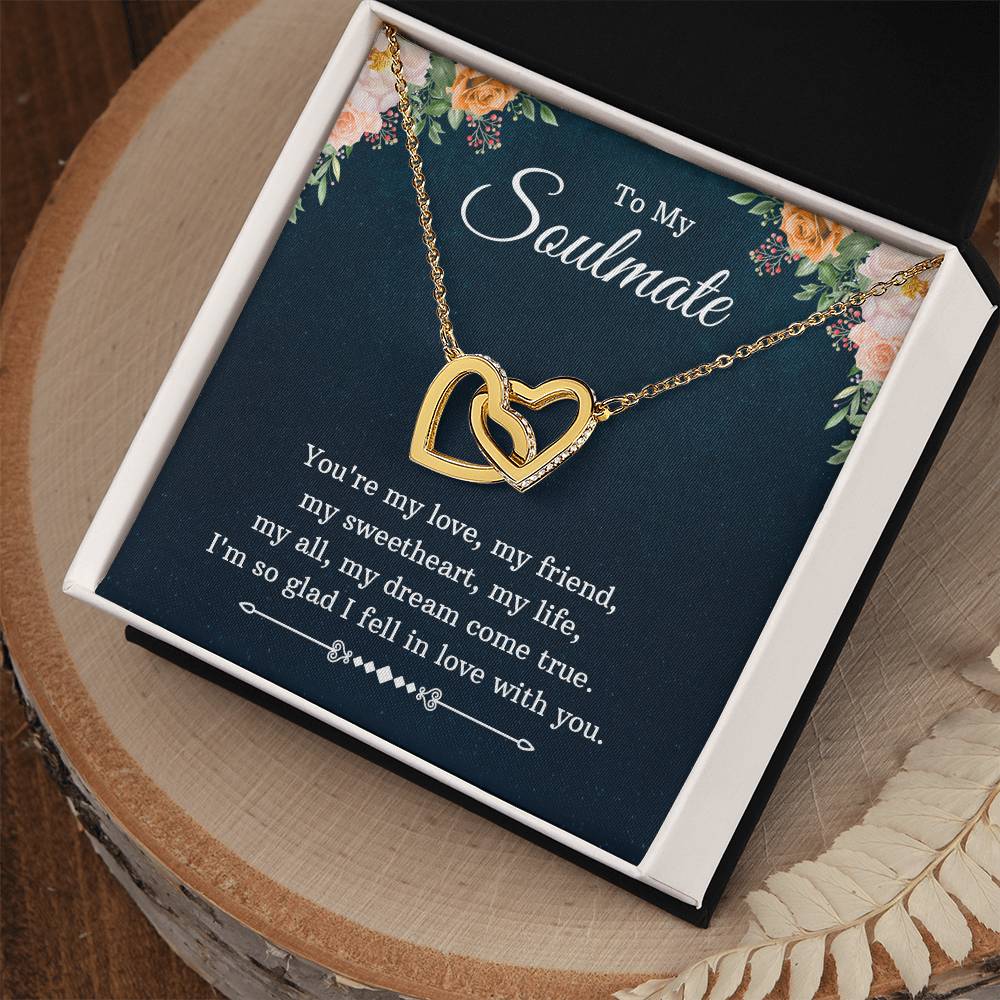 To My Soulmate My Dream Come True Interlocking Hearts Necklace
