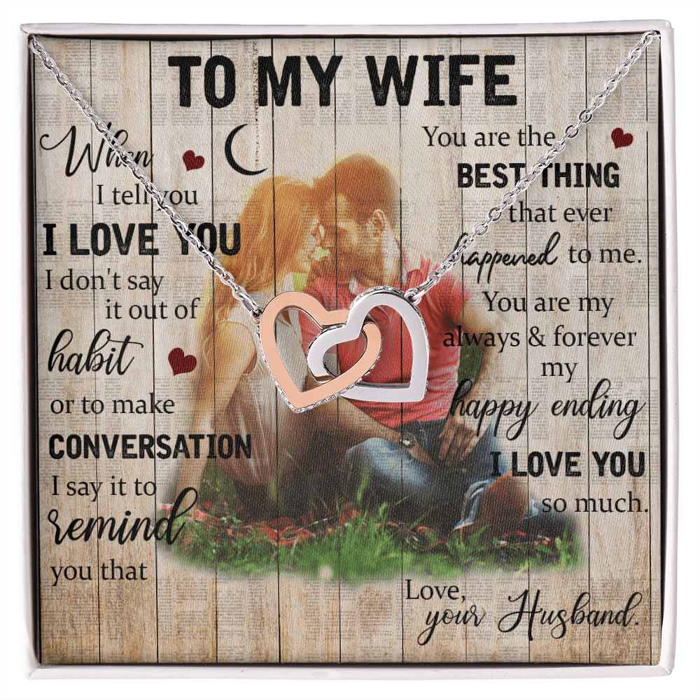 To My Wife Interlocking Hearts Necklace
