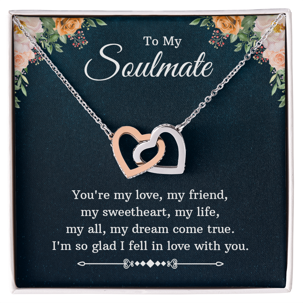 To My Soulmate My Dream Come True Interlocking Hearts Necklace