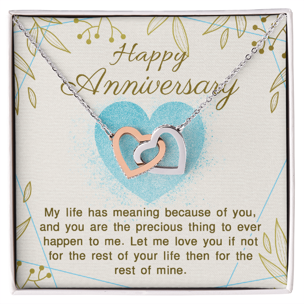 Happy Anniversary You Give My Life Meaning Interlocking Hearts Necklace
