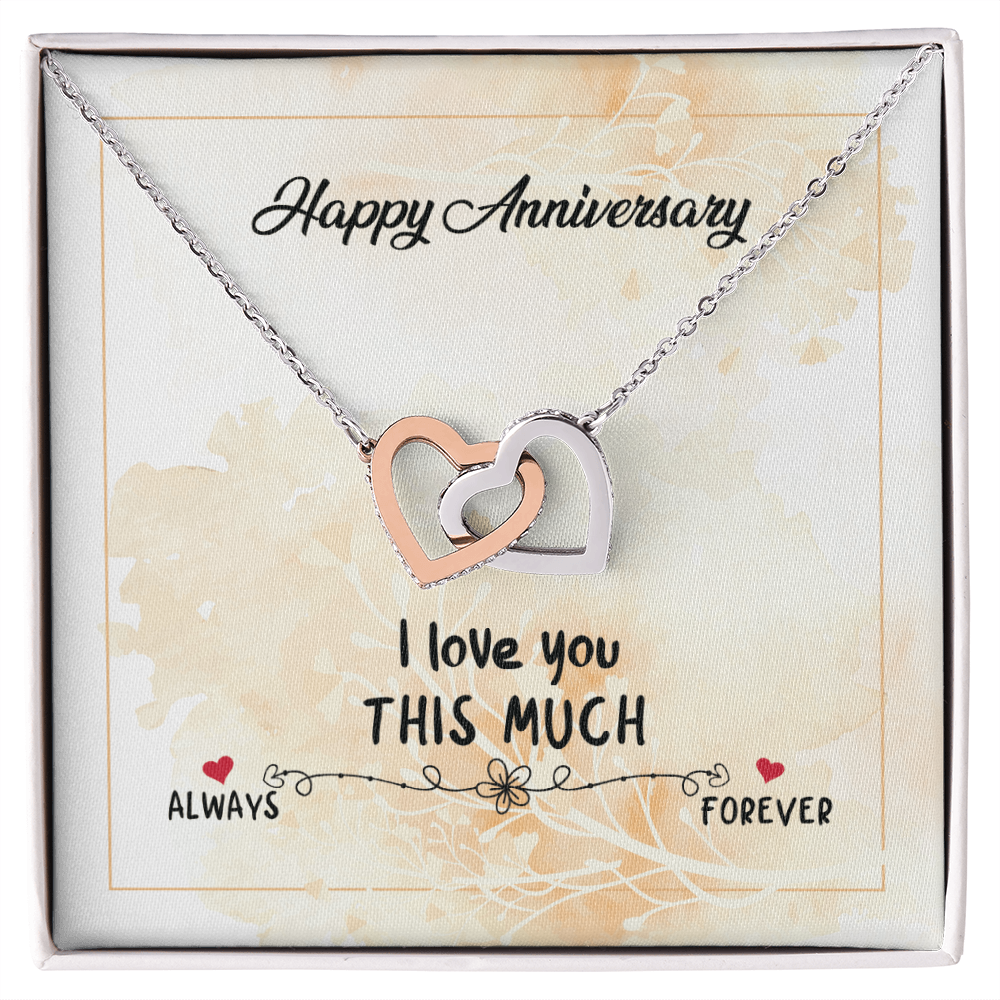 Happy Anniversary I Love You This Much Interlocking Hearts Necklace