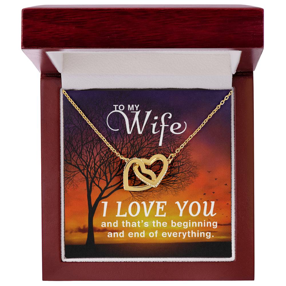To My Wife Beginning and End of Everything Interlocking Hearts Necklace
