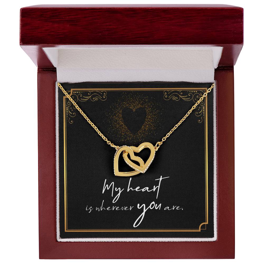 My Heart Is Wherever You Are Interlocking Hearts Necklace