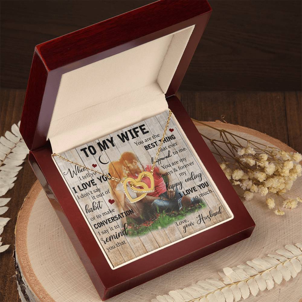 To My Wife Interlocking Hearts Necklace