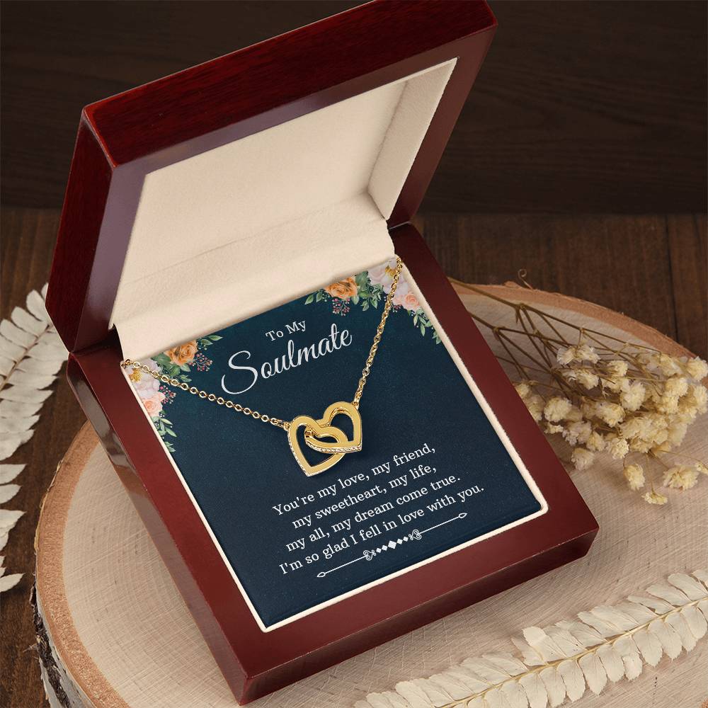 To My Soulmate My Dream Come True Interlocking Hearts Necklace