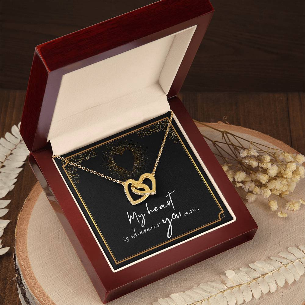 My Heart Is Wherever You Are Interlocking Hearts Necklace
