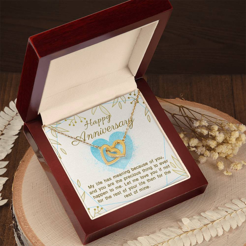 Happy Anniversary You Give My Life Meaning Interlocking Hearts Necklace