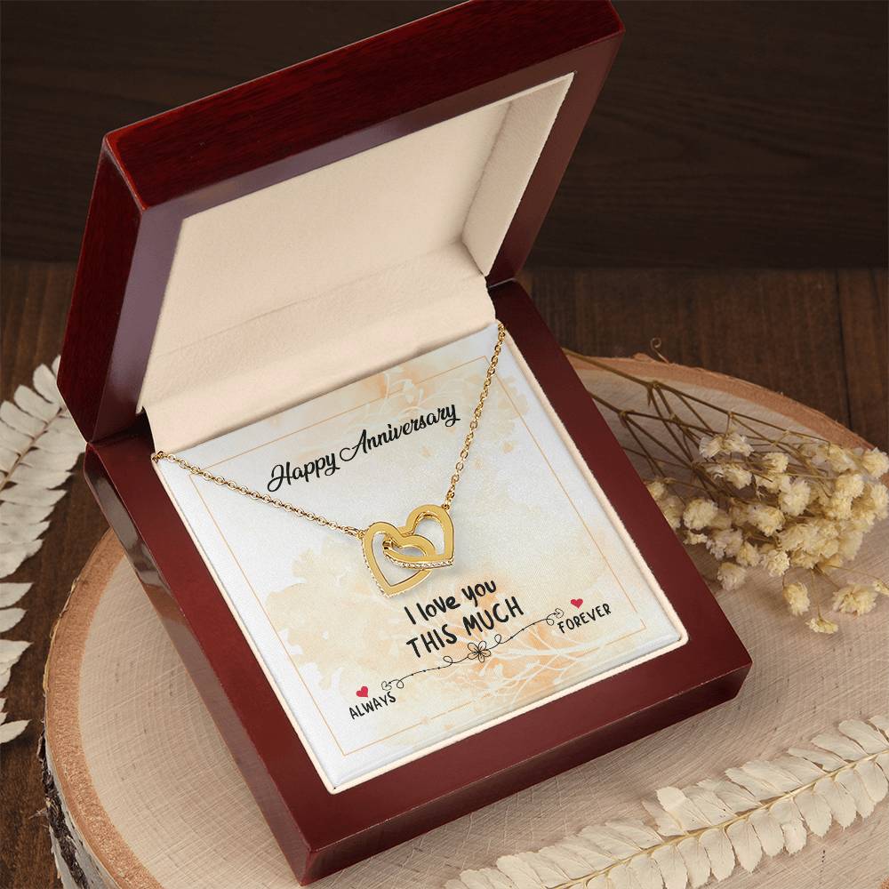 Happy Anniversary I Love You This Much Interlocking Hearts Necklace