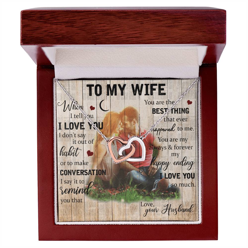 To My Wife Interlocking Hearts Necklace