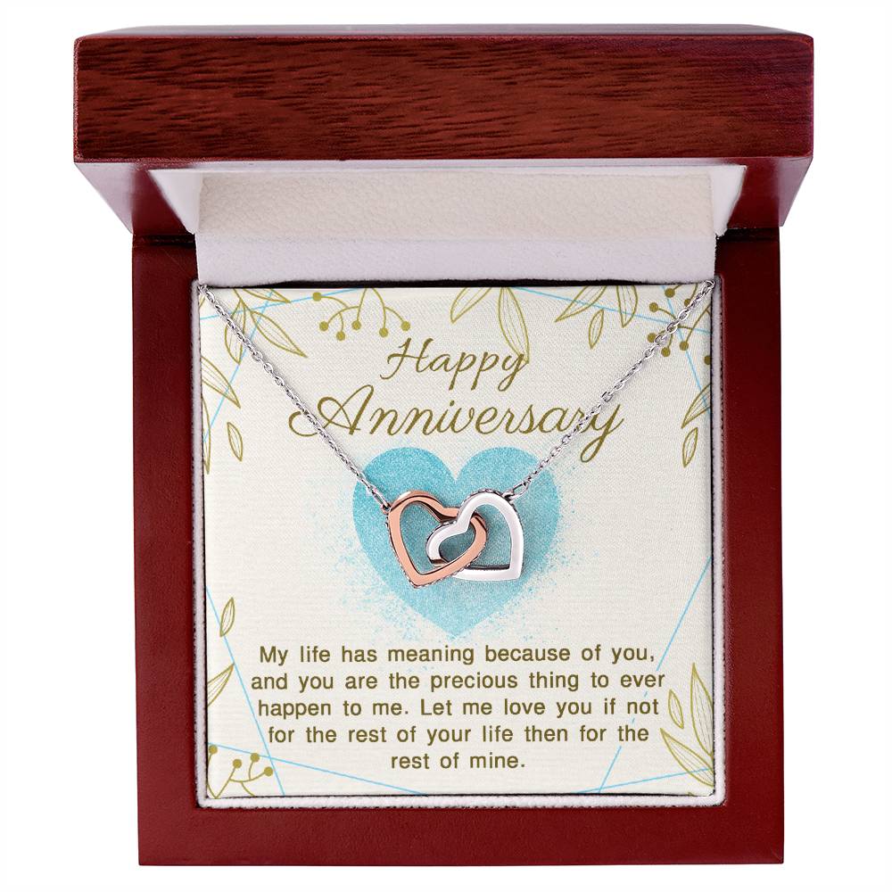 Happy Anniversary You Give My Life Meaning Interlocking Hearts Necklace