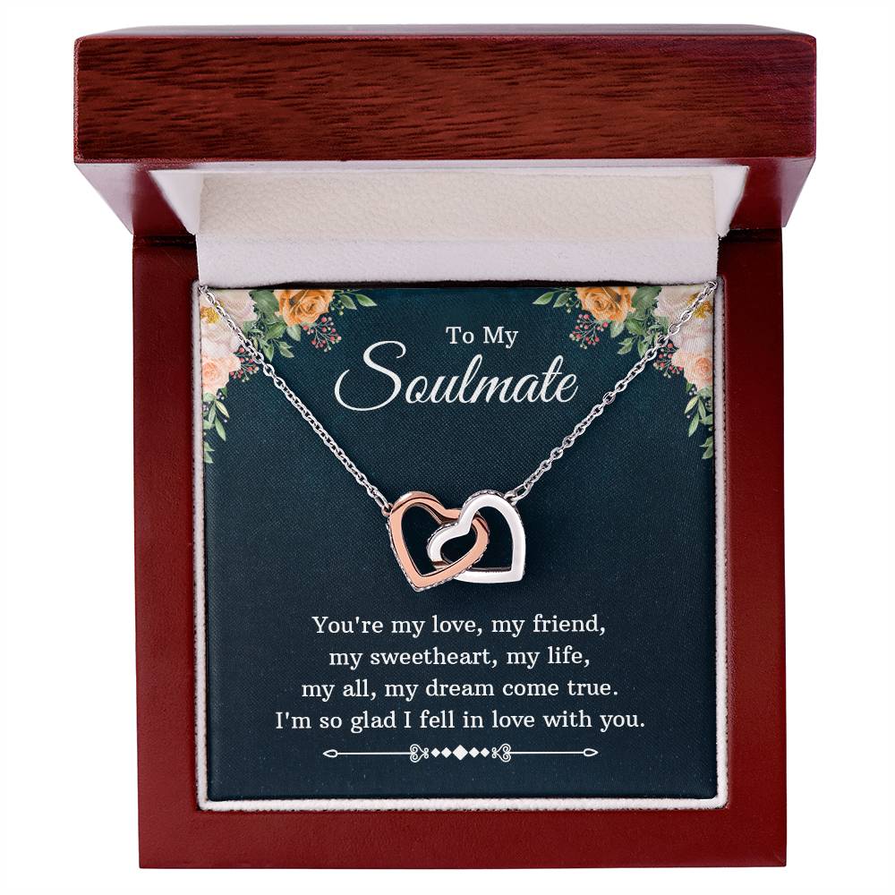 To My Soulmate My Dream Come True Interlocking Hearts Necklace