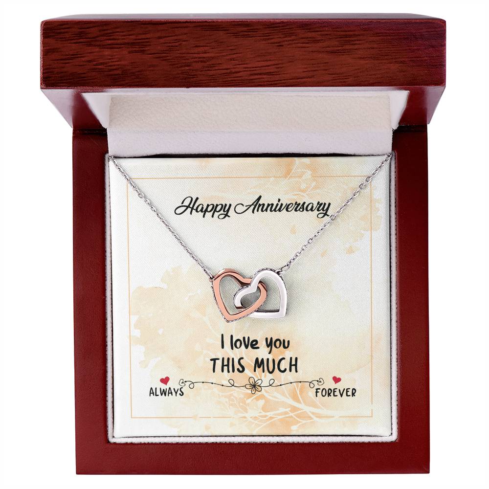 Happy Anniversary I Love You This Much Interlocking Hearts Necklace