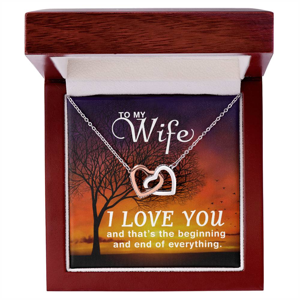 To My Wife Beginning and End of Everything Interlocking Hearts Necklace