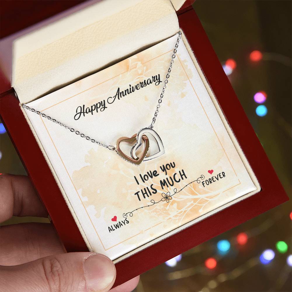 Happy Anniversary I Love You This Much Interlocking Hearts Necklace