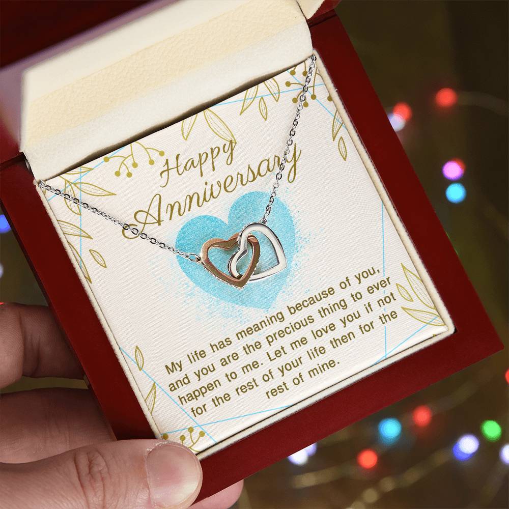 Happy Anniversary You Give My Life Meaning Interlocking Hearts Necklace