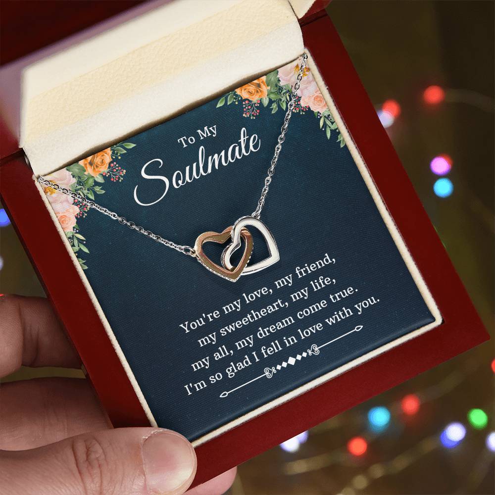 To My Soulmate My Dream Come True Interlocking Hearts Necklace