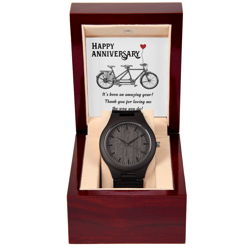 Happy Anniversary, My Bicycle Partner Wooden Watch