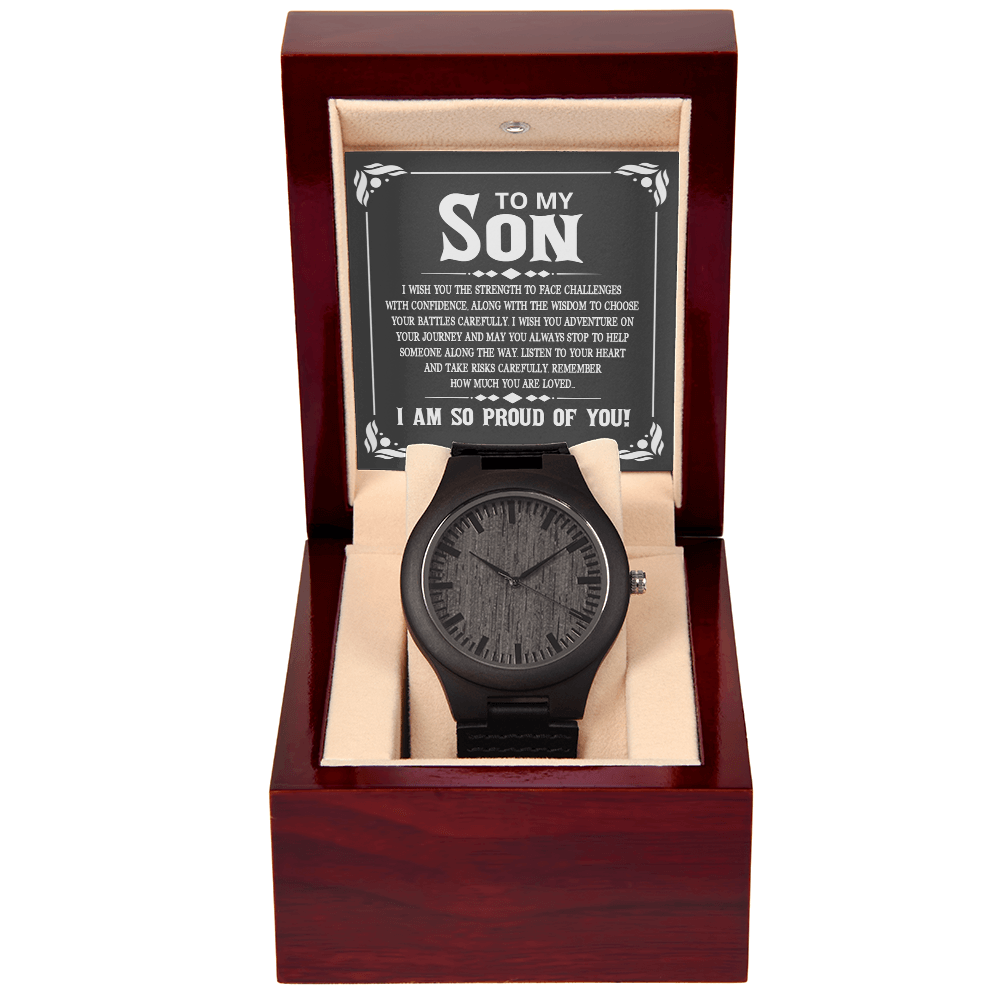 To My Son, I Am So Proud of You Wooden Watch