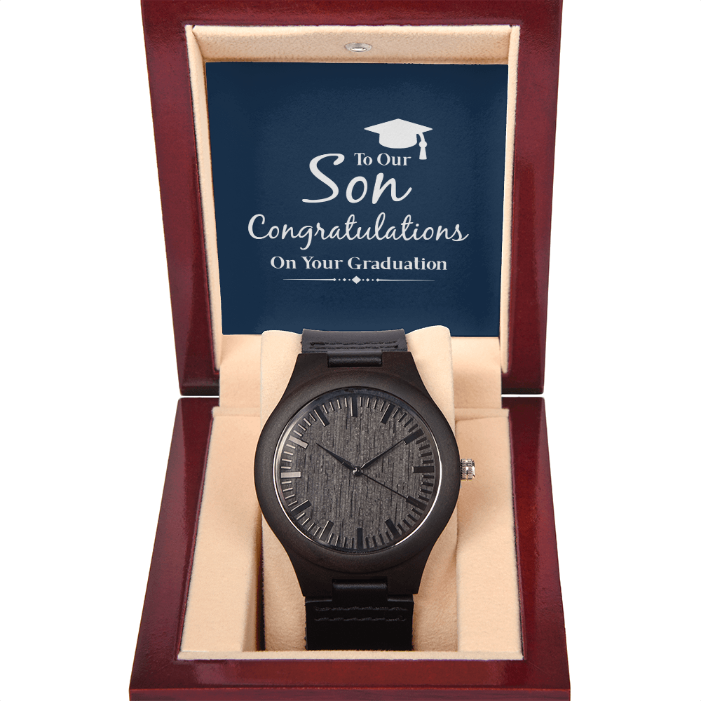 To My Son, Congratulations on Your Graduation Wooden Watch