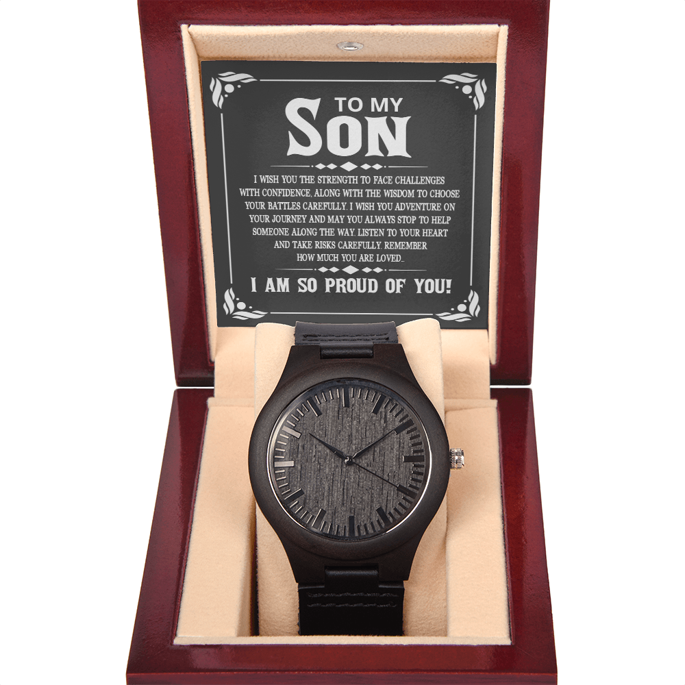 To My Son, I Am So Proud of You Wooden Watch