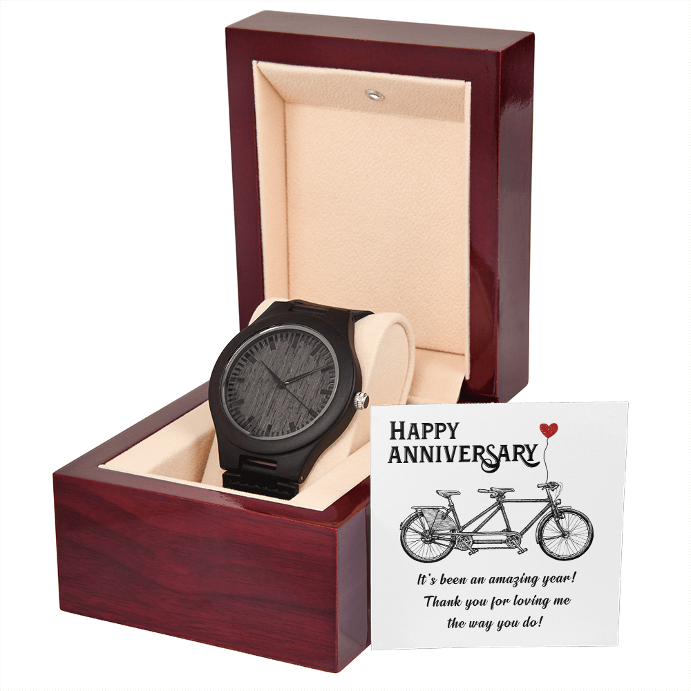 Happy Anniversary, My Bicycle Partner Wooden Watch