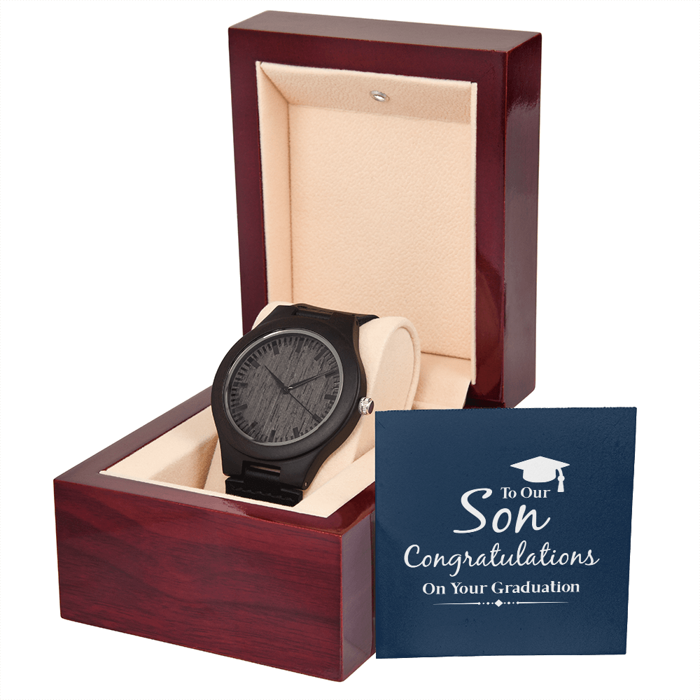 To My Son, Congratulations on Your Graduation Wooden Watch