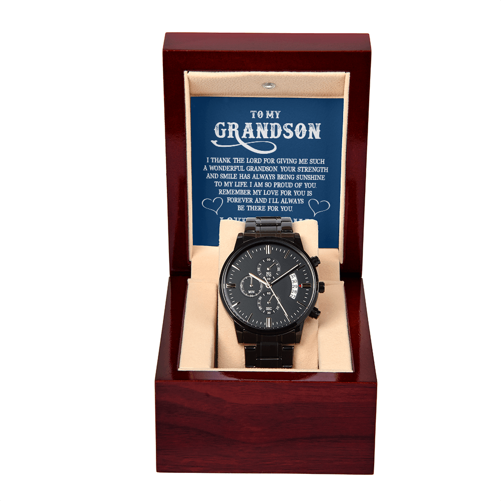 To My Grandson, Believe in Yourself Black Chronograph Watch