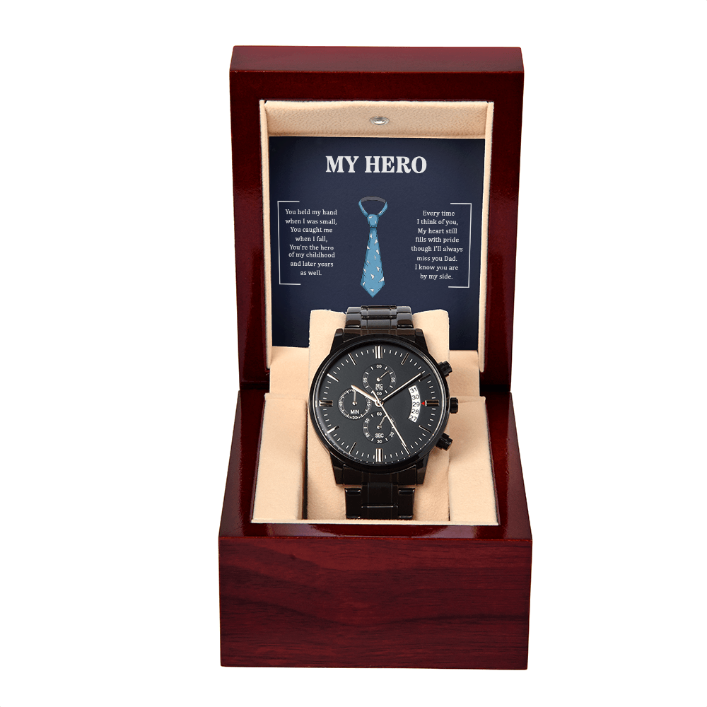 Dad, My Hero Always by My Side Black Chronograph Watch
