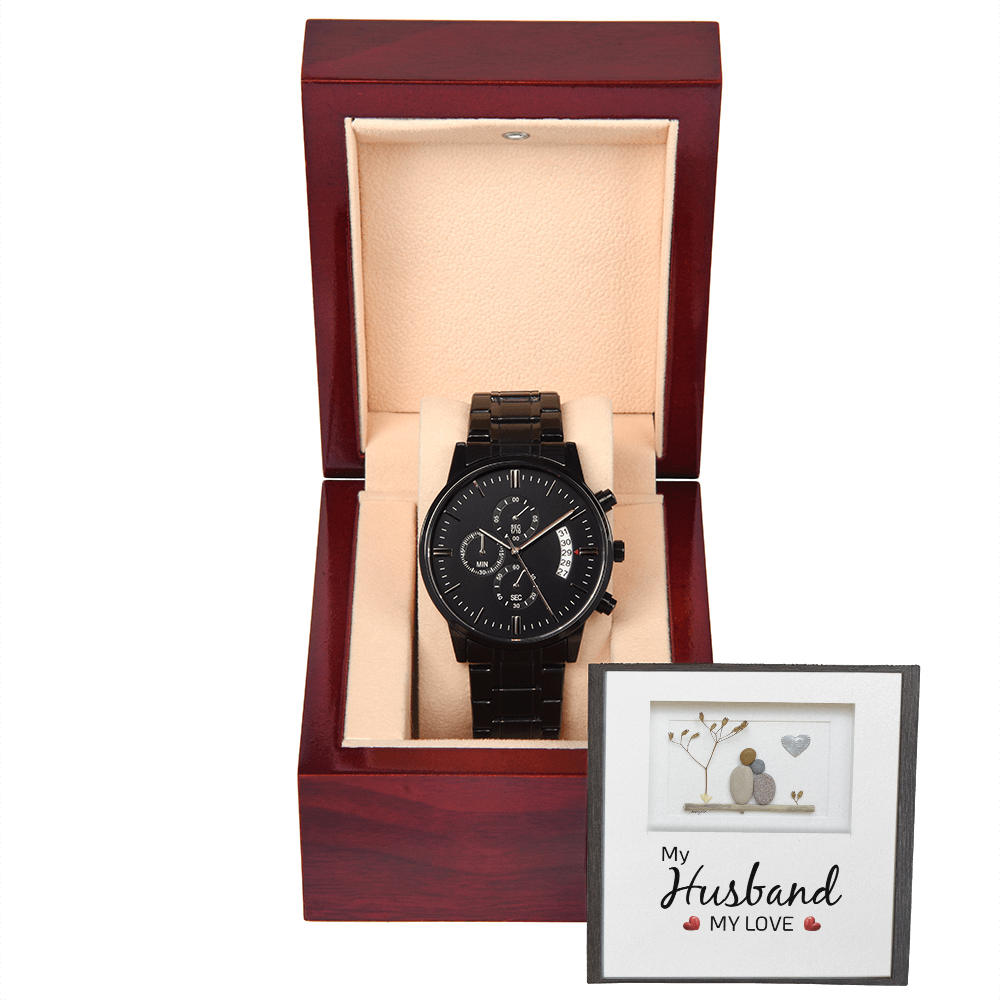 My Husband, My Love Black Chronograph Watch