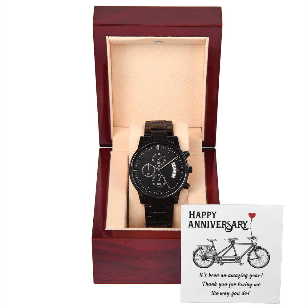 Happy Anniversary, My Bicycle Partner Black Chronograph Watch