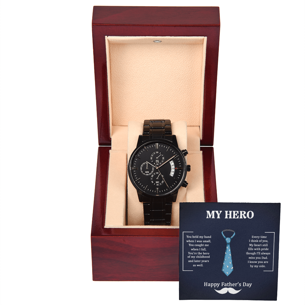 Dad, My Hero Always by My Side Black Chronograph Watch