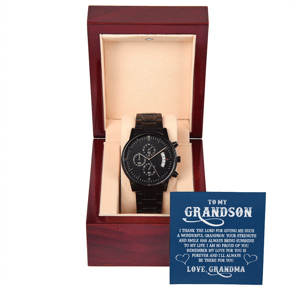 To My Grandson, Believe in Yourself Black Chronograph Watch