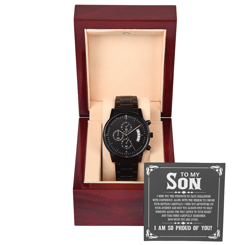 To My Son, I Am So Proud of You Black Chronograph Watch