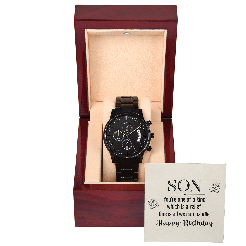 To My Son, One of a Kind Black Chronograph Watch