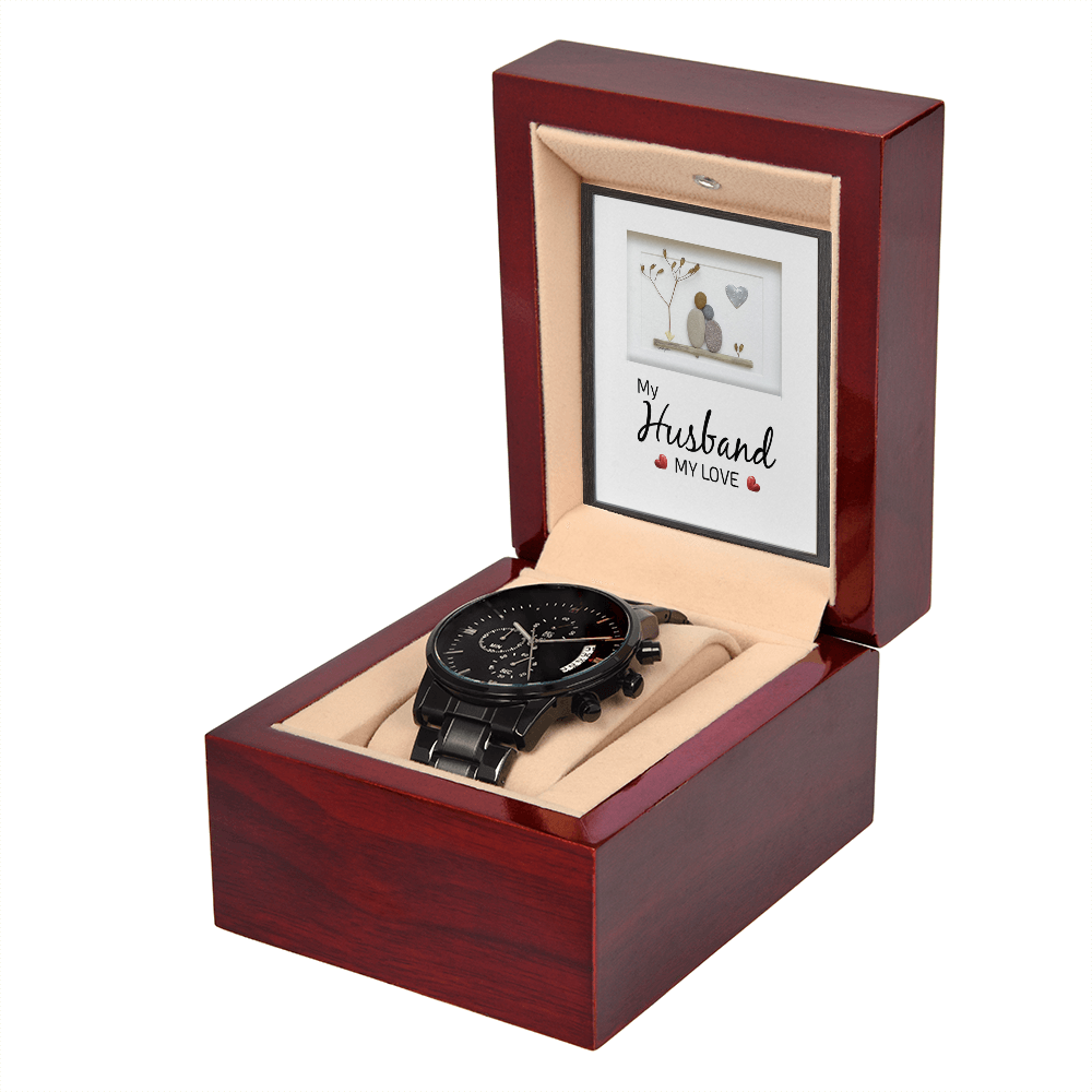 My Husband, My Love Black Chronograph Watch