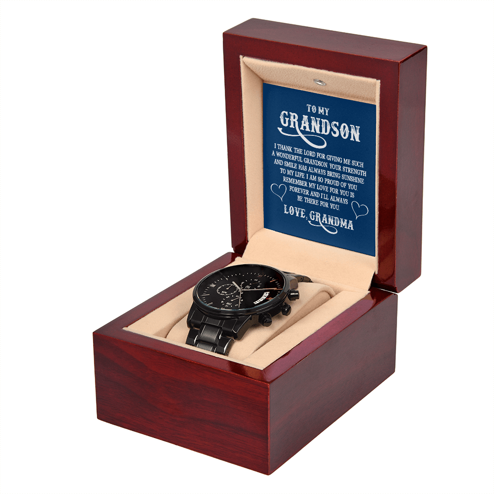 To My Grandson, Believe in Yourself Black Chronograph Watch