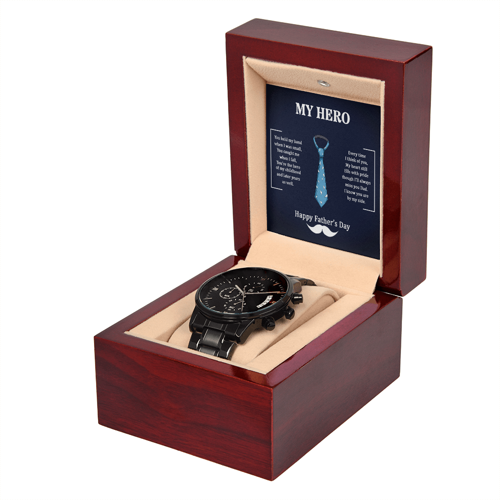 Dad, My Hero Always by My Side Black Chronograph Watch