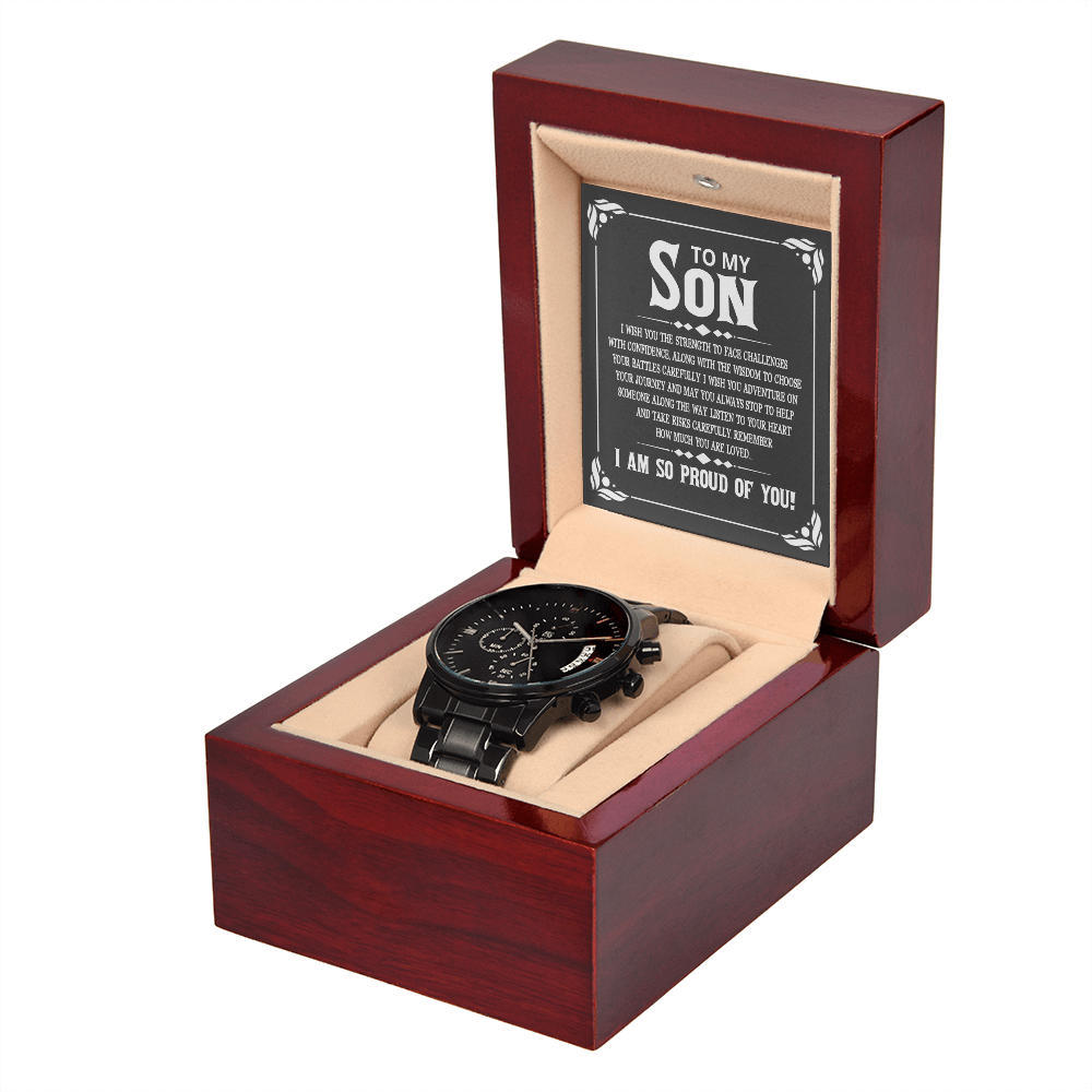 To My Son, I Am So Proud of You Black Chronograph Watch