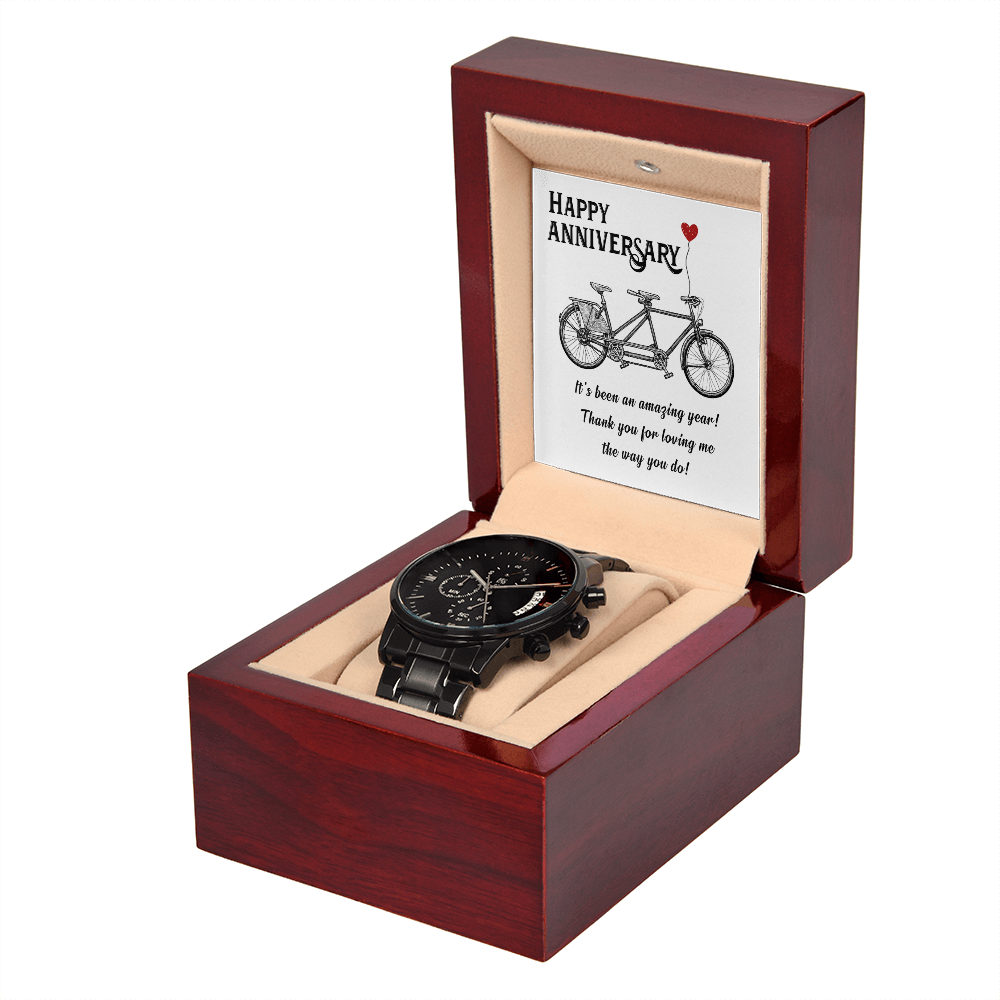 Happy Anniversary, My Bicycle Partner Black Chronograph Watch