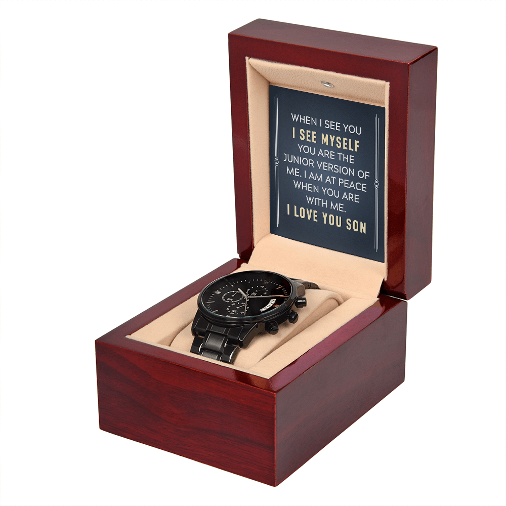 To My Son, When I See You I See Myself Black Chronograph Watch