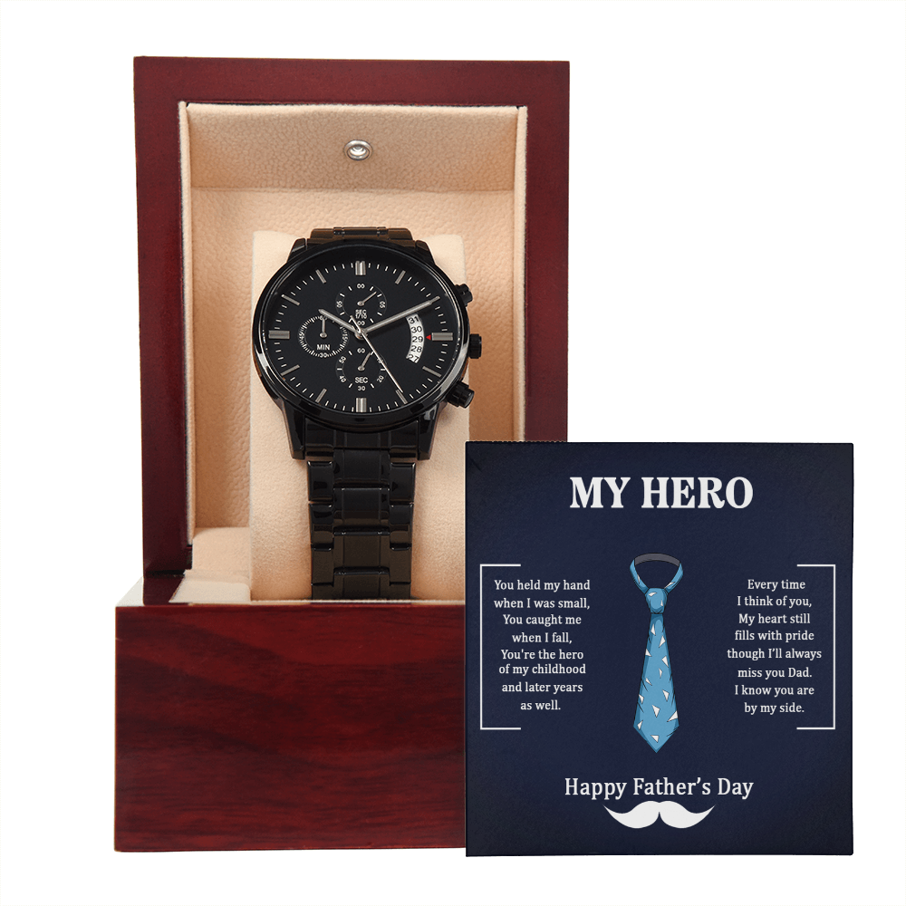 Dad, My Hero Always by My Side Black Chronograph Watch
