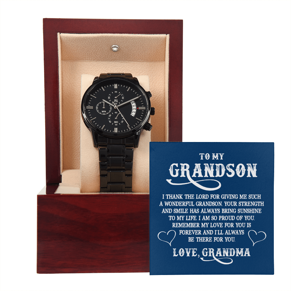 To My Grandson, Believe in Yourself Black Chronograph Watch